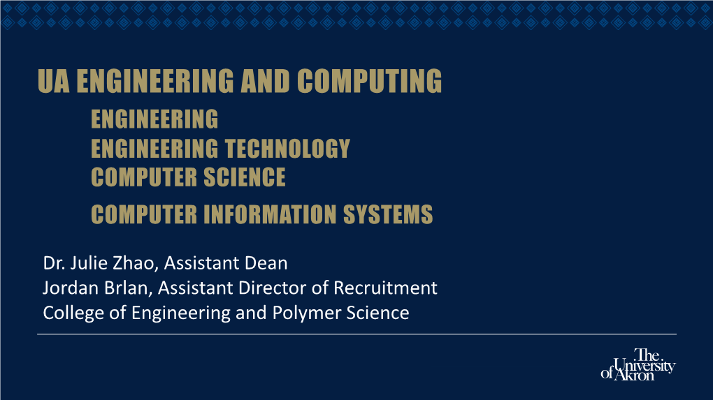 Ua Engineering and Computing Engineering Engineering Technology Computer Science Computer Information Systems