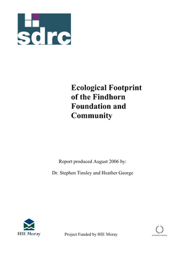 Ecological Footprint of the Findhorn Foundation and Community
