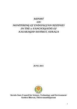 Monitoring of Endosulfan Residues in the 11 Panchayaths of Kasaragod District, Kerala