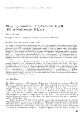 Albian Representatives of Lytoceratina Hyatt, 1889 in Northwestern Bulgaria