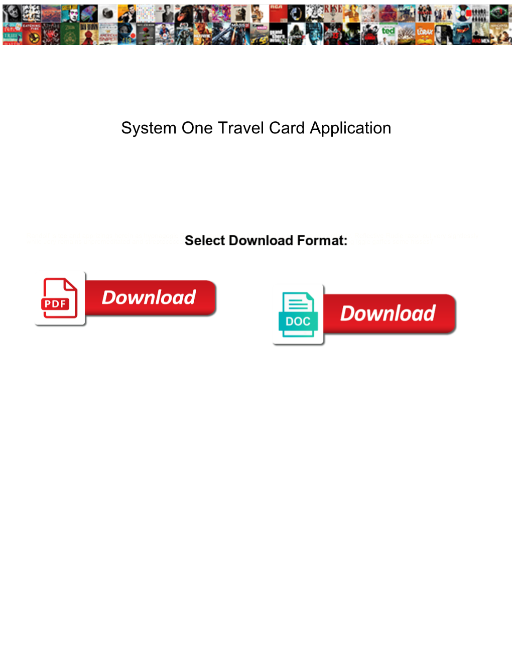 System One Travel Card Application