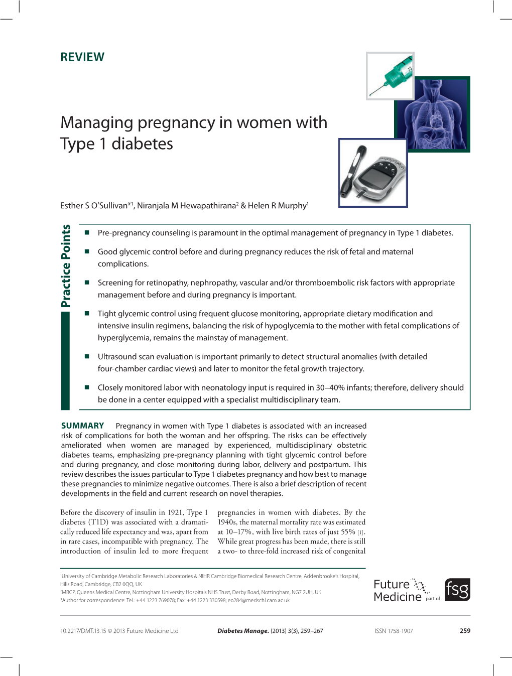 Managing Pregnancy in Women with Type 1 Diabetes