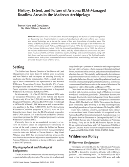 Wilderness Policy Arizona Wilderness Coalition As Having Wilderness Qualities in Their 1987 Proposal