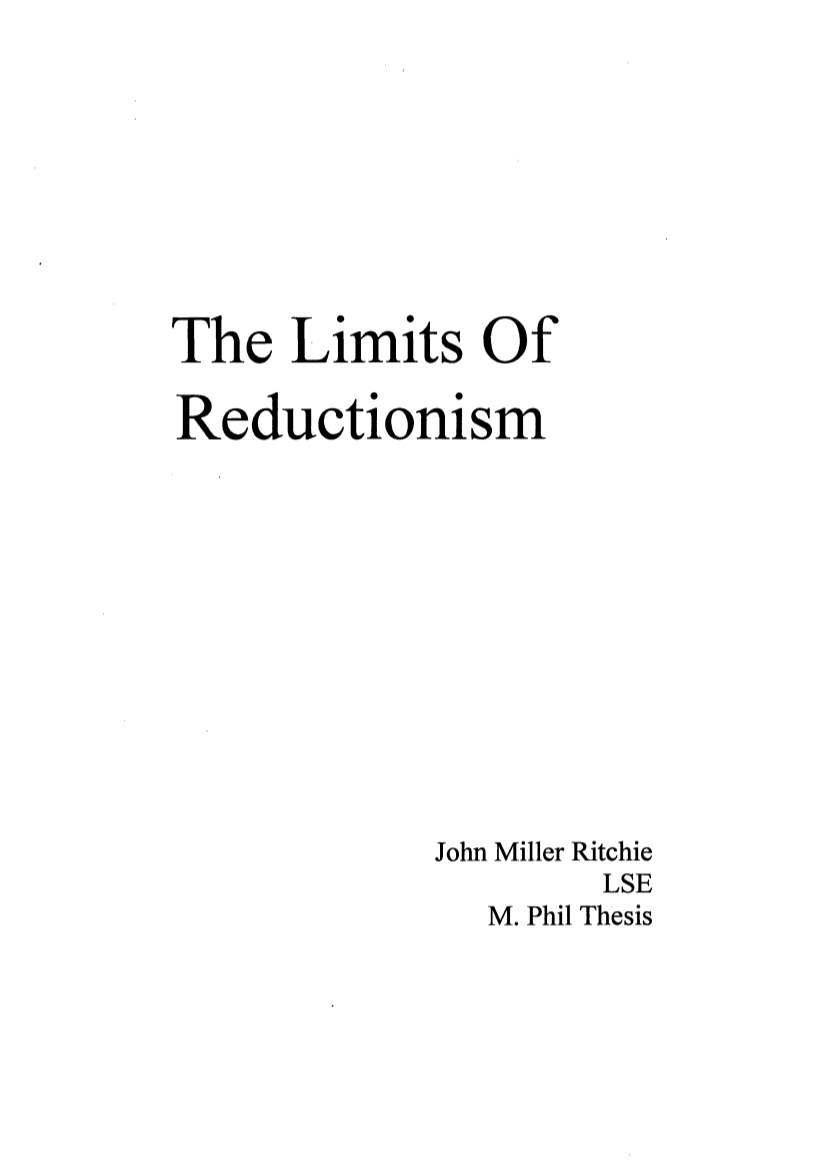 The Limits of Reductionism