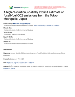 A High-Resolution, Spatially Explicit Estimate of Fossil-Fuel CO2 Emissions from the Tokyo Metropolis, Japan