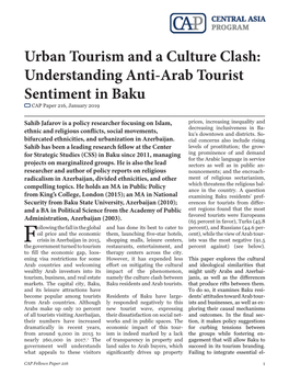 Understanding Anti-Arab Tourist Sentiment in Baku CAP Paper 216, January 2019