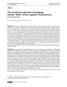 The Cortical Localization of Language and the “Birth” of the Cognitive Neurosciences Carmela Morabito