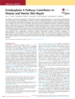 Ectodysplasin a Pathway Contributes to Human and Murine Skin Repair Clare L