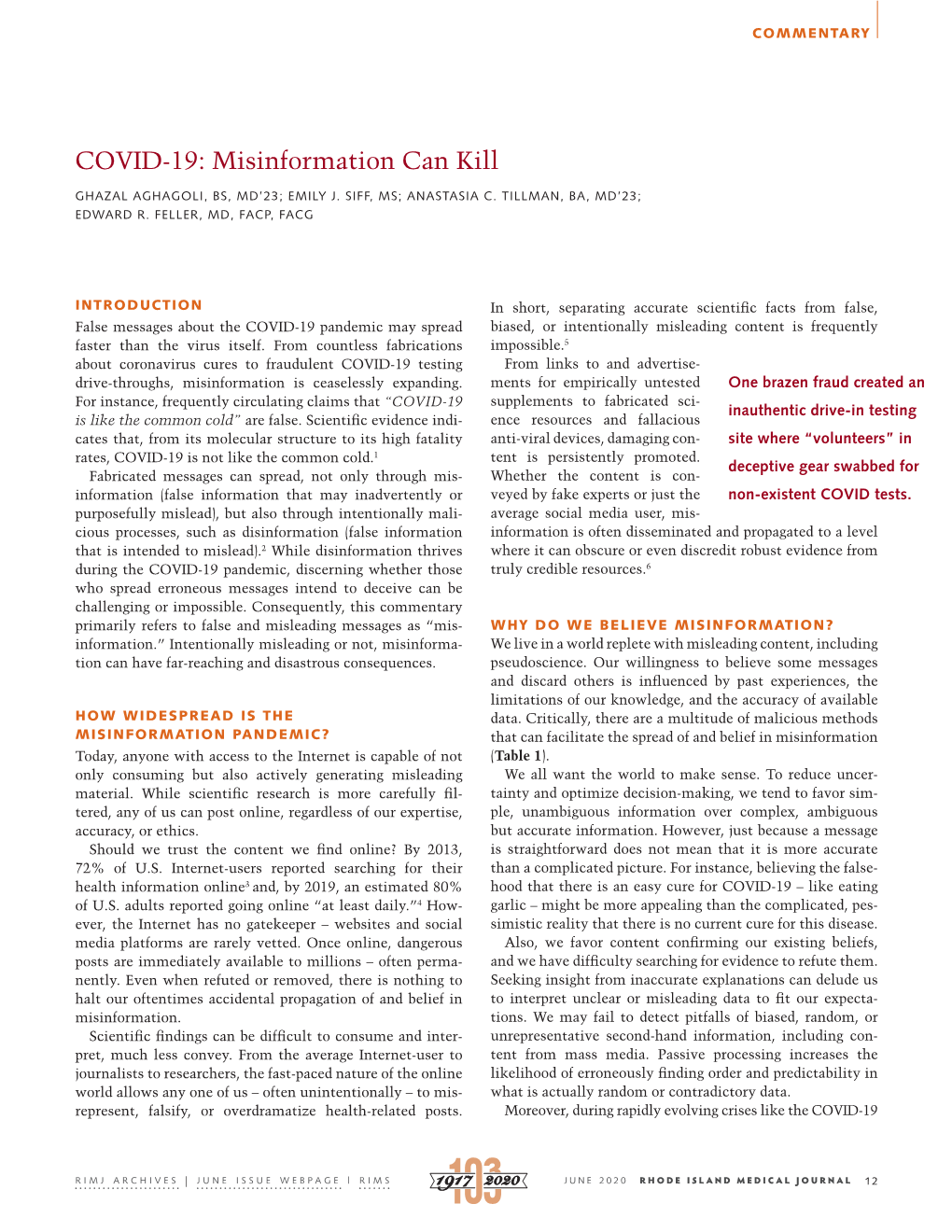 COVID-19: Misinformation Can Kill