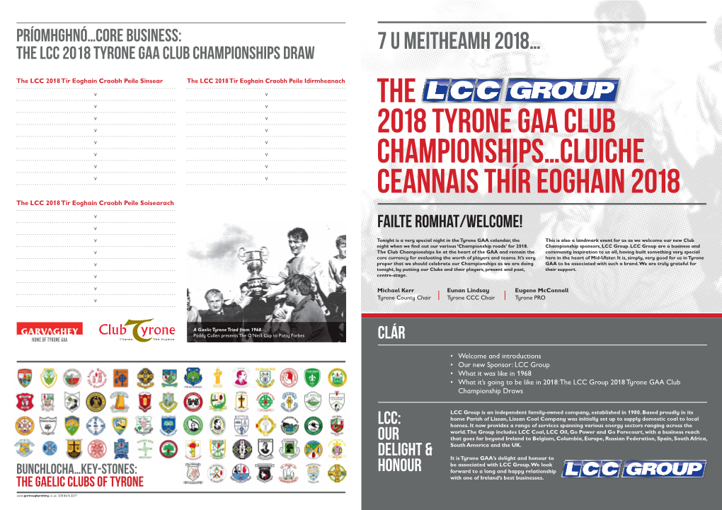 Core Business: the LCC 2018 Tyrone GAA Club Championships Draw