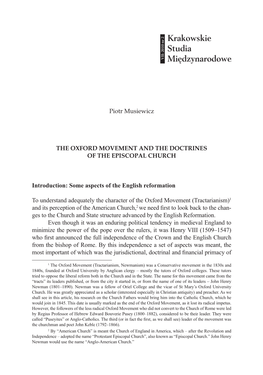 The Oxford Movement and the Doctrines of the Episcopal Church