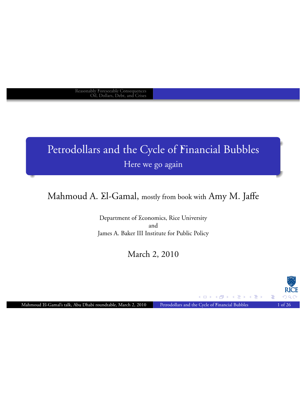 Petrodollars and the Cycle of Financial Bubbles Here We Go Again