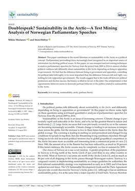 Doublespeak? Sustainability in the Arctic—A Text Mining Analysis of Norwegian Parliamentary Speeches