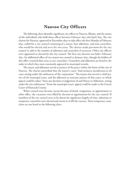 Nauvoo City Officers, 1841–1843