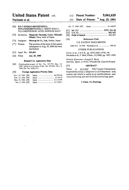 United States Patent (19) 11 Patent Number: 5,041,635 Narisada Et Al