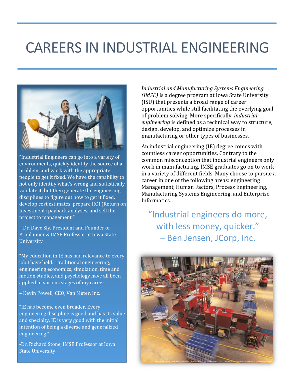 Careers in Industrial Engineering