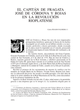 EL CAPITÁN DE Fragata JOSÉ DE Córdova Y ROJAS EN LA Revolución RIOPLATENSE