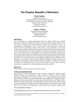 Peoples Republic of Monsters