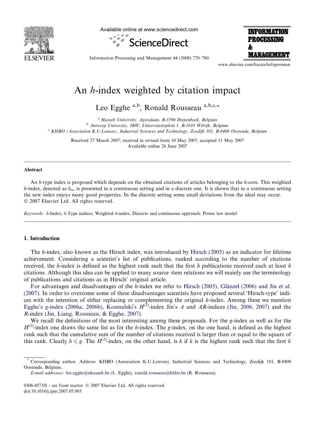 An H-Index Weighted by Citation Impact