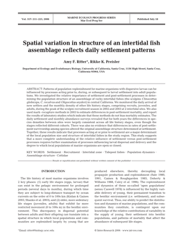 Spatial Variation in Structure of an Intertidal Fish Assemblage Reflects Daily Settlement Patterns