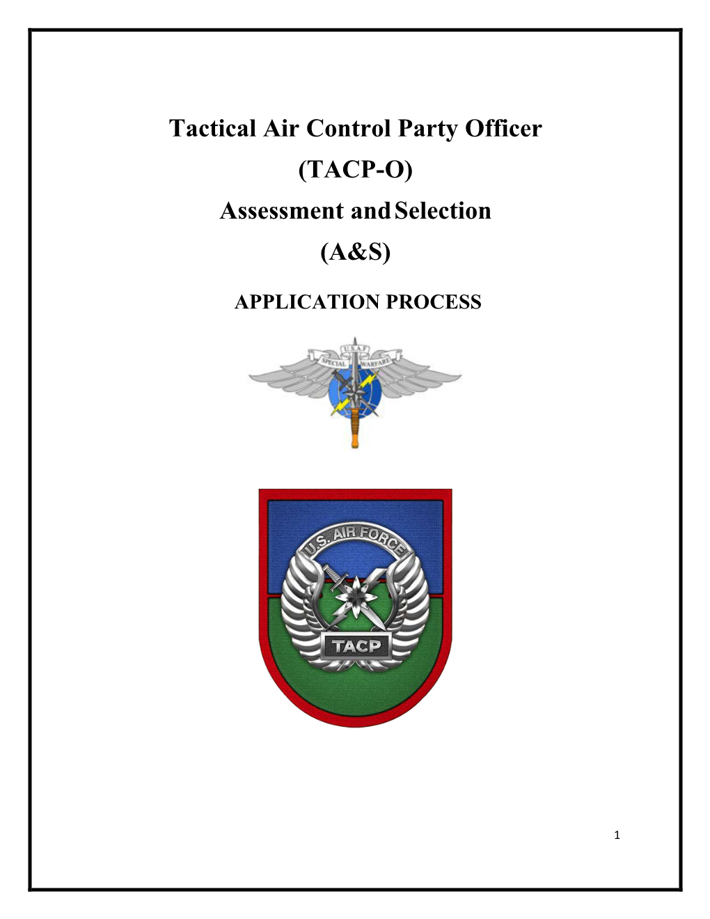 Tactical Air Control Party Officer (TACP-O) Assessment and Selection