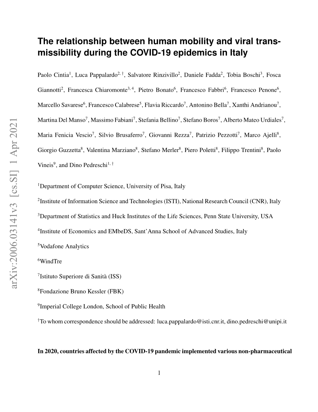 Missibility During the COVID-19 Epidemics in Italy
