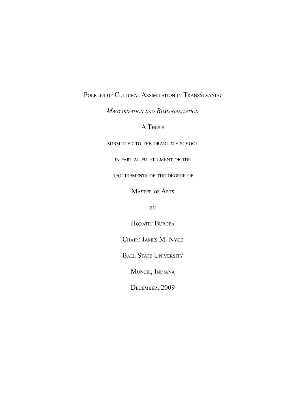 A Thesis Submitted to the Graduate School