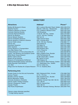 A Mile-High Welcome Back DIRECTORY