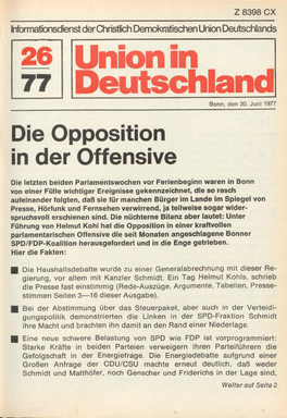UID 1977 Nr. 26, Union in Deutschland