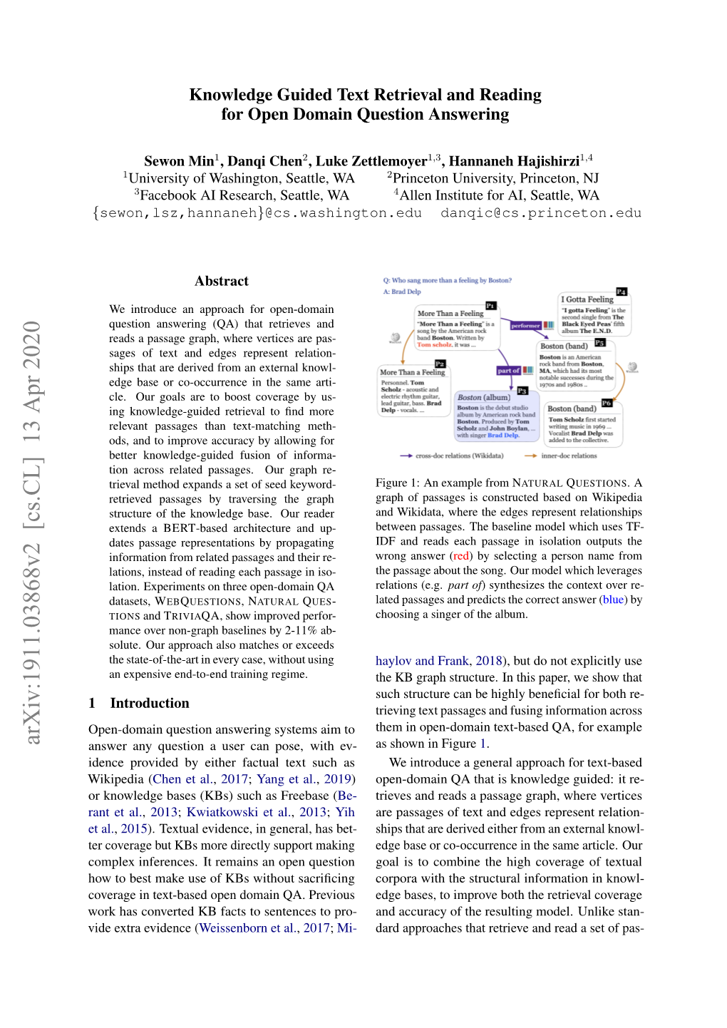 Arxiv:1911.03868V2 [Cs.CL] 13 Apr 2020 Answer Any Question a User Can Pose, with Ev- As Shown in Figure1