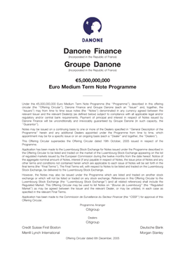 Danone Finance RDA4-5.1.1 RDA4-5.1.2 (Incorporated in the Republic of France)