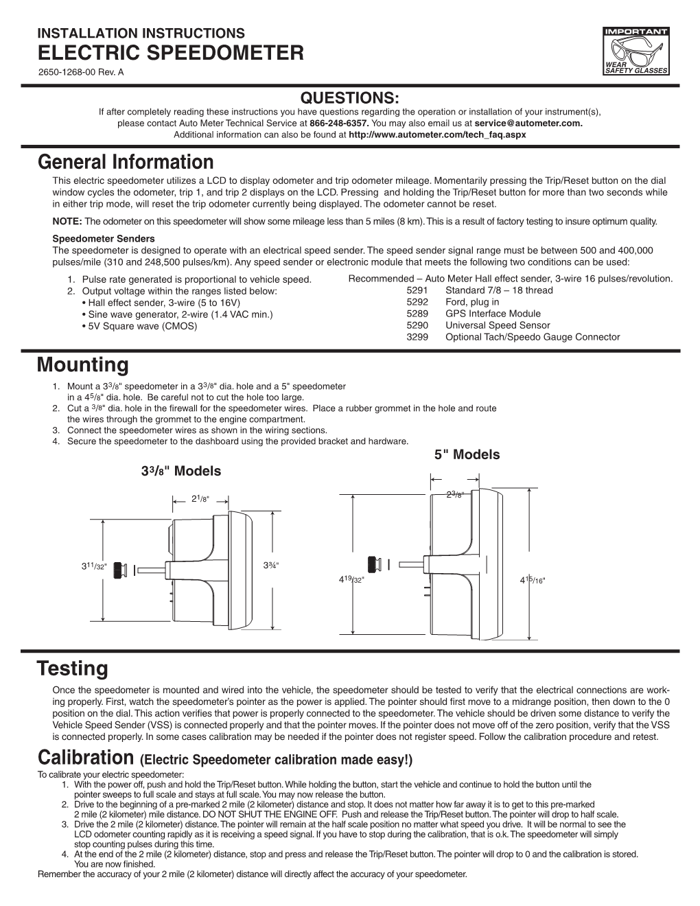 General Information Mounting Testing ELECTRIC