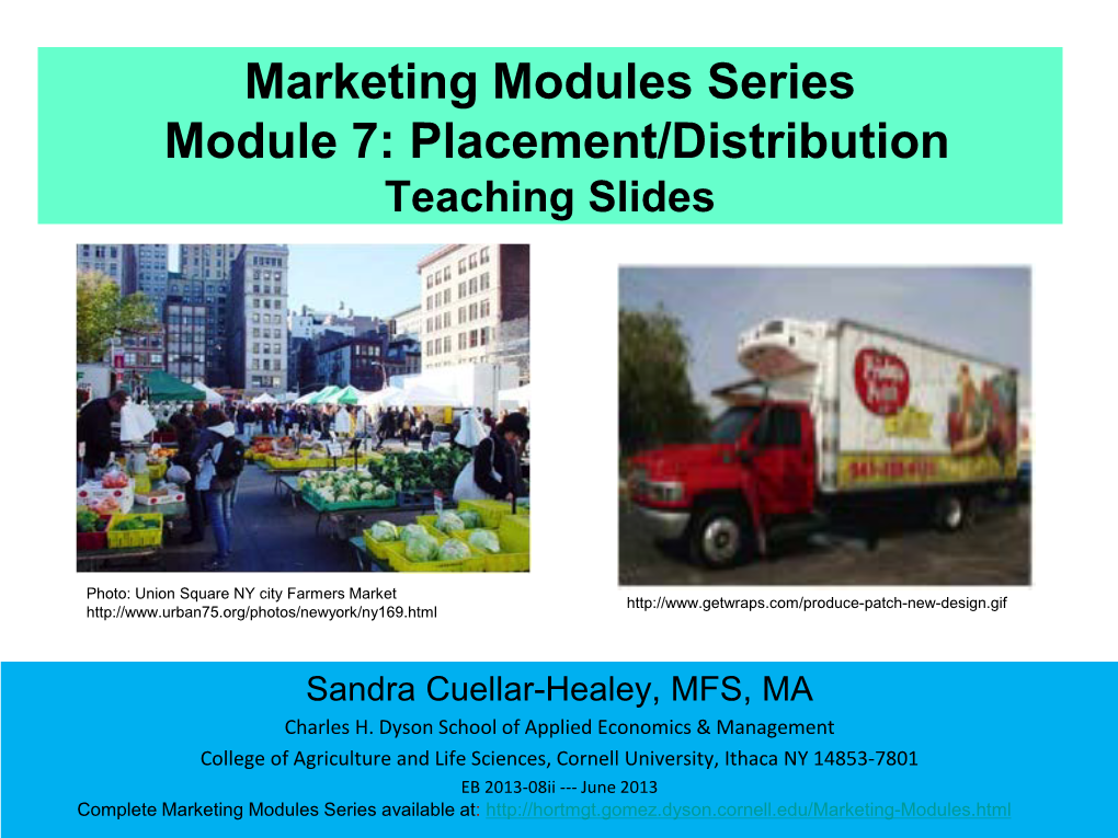 Marketing Module 7: Placement/Distribution Teaching