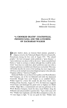 Coatesville, Pennsylvania and the Lynching of Zachariah Walker