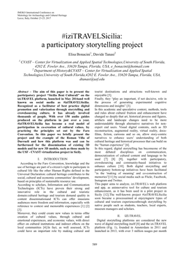 Izitravelsicilia: a Participatory Storytelling Project