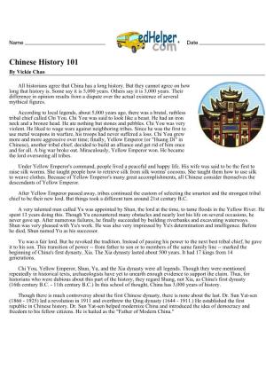 Chinese History 101 by Vickie Chao