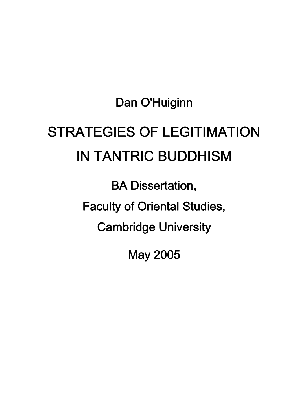 Strategies of Legitimation in Tantric Buddhism