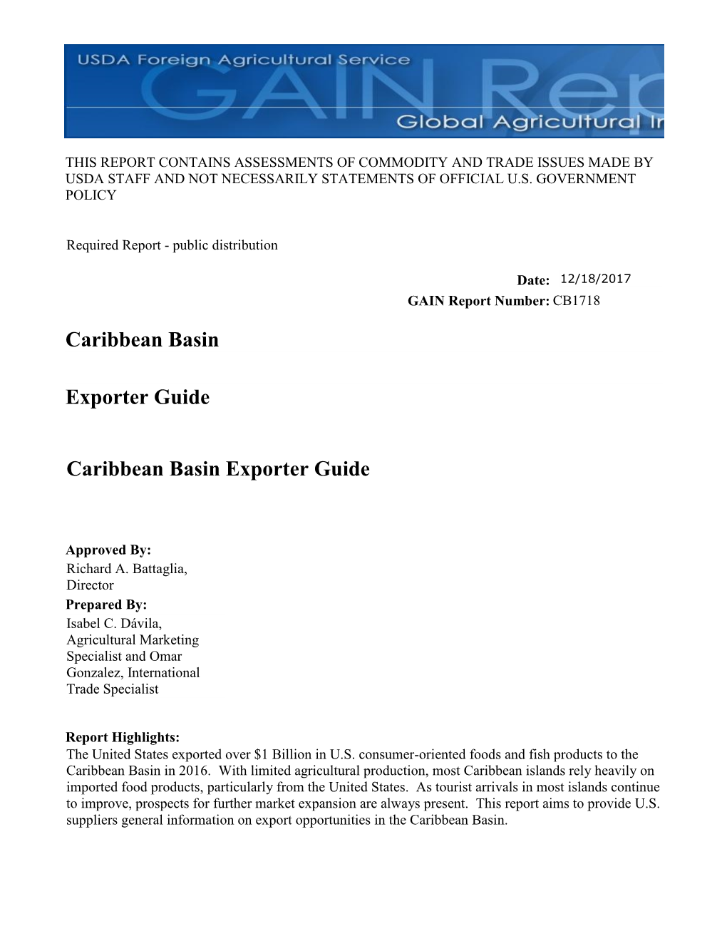 Caribbean Basin Exporter Guide