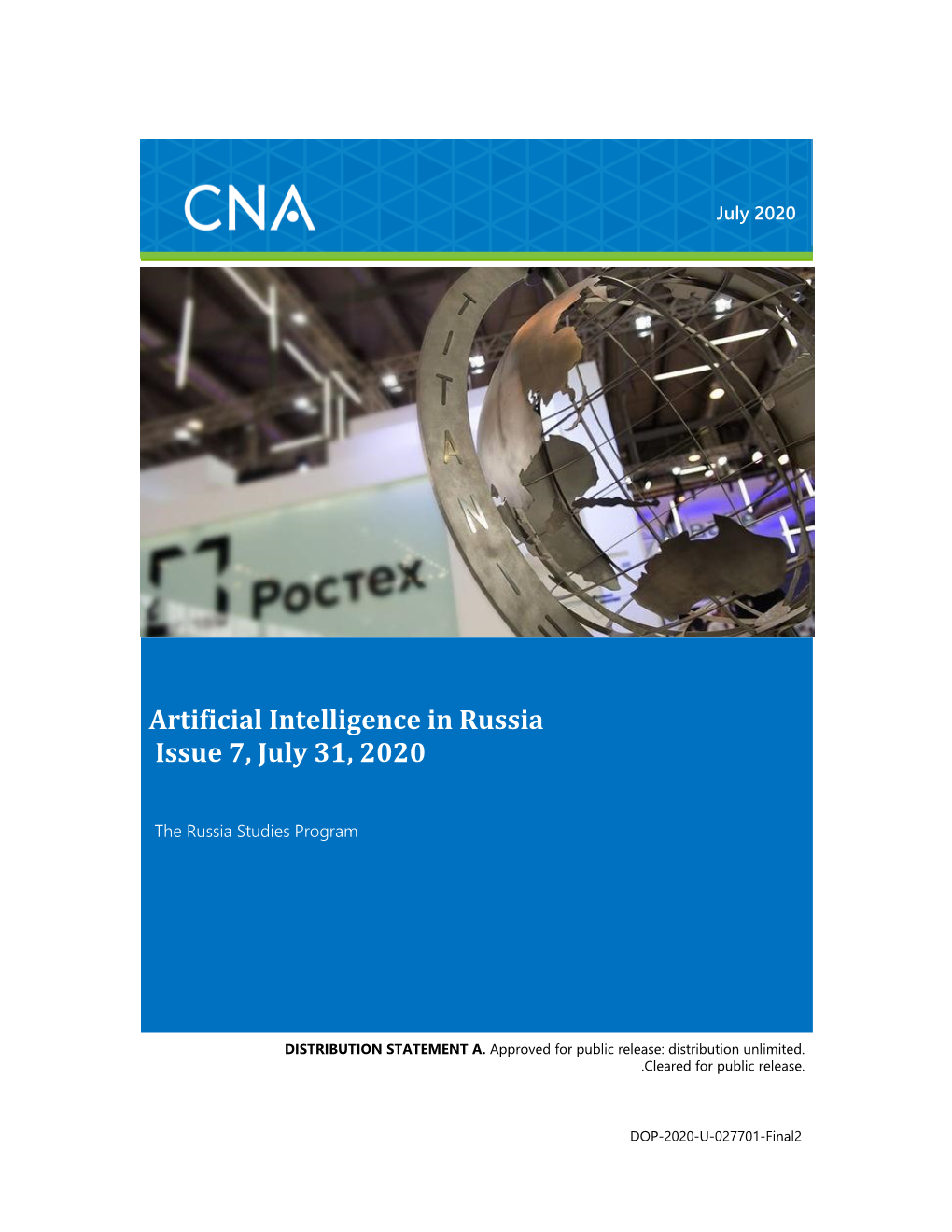 Artificial Intelligence in Russia Issue 7, July 31, 2020