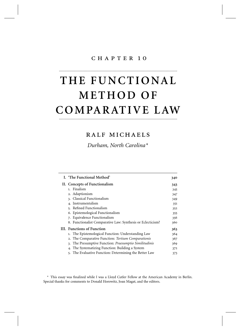 The Functional Method of Comparative Law