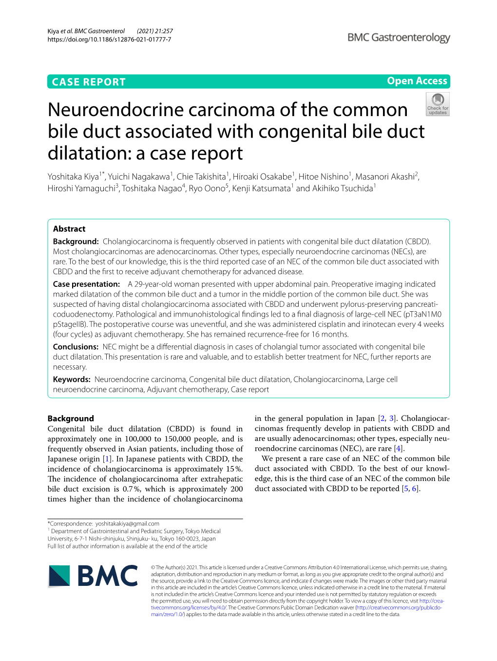 Neuroendocrine Carcinoma of the Common Bile Duct Associated With