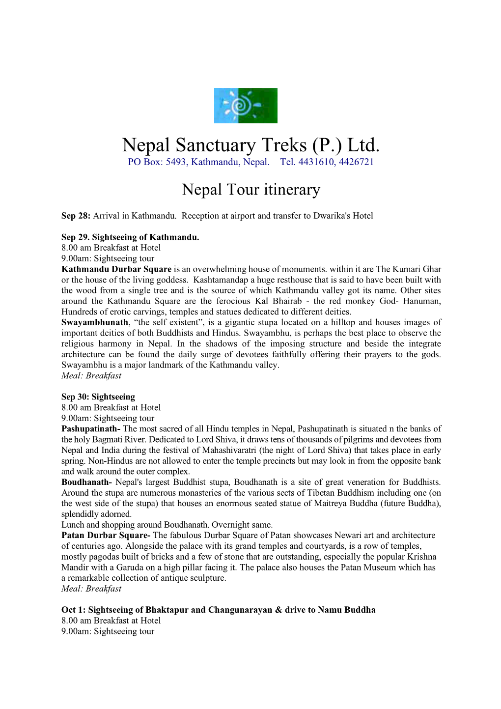 Nepal Sanctuary Treks (P.) Ltd
