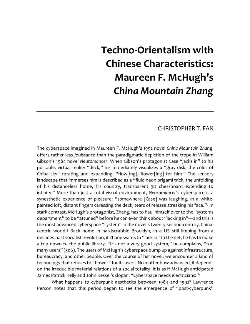 Techno-Orientalism with Chinese Characteristics: Maureen F