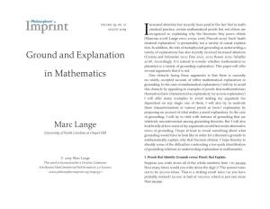 Ground and Explanation in Mathematics