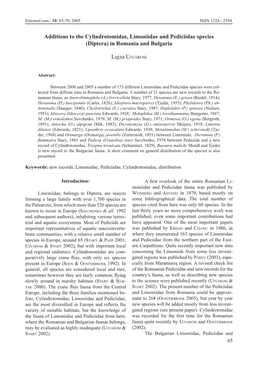 Additions to the Cylindrotomidae, Limoniidae and Pediciidae Species (Diptera) in Romania and Bulgaria