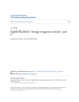 Eighth Blackbird: "Strange Imaginary Animals - Part I" Department of Music, University of Richmond