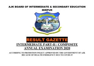 Result Gazette Intermediate Part-Ii / Composite Annual Examination 2020