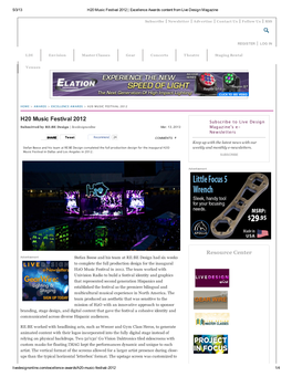 H20 Music Festival 2012 | Excellence Awards Content from Live Design Magazine