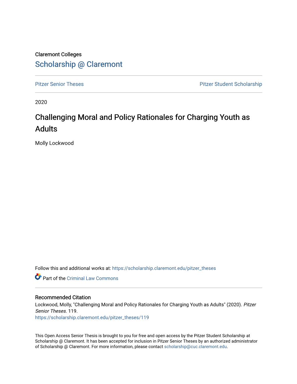 Challenging Moral and Policy Rationales for Charging Youth As Adults