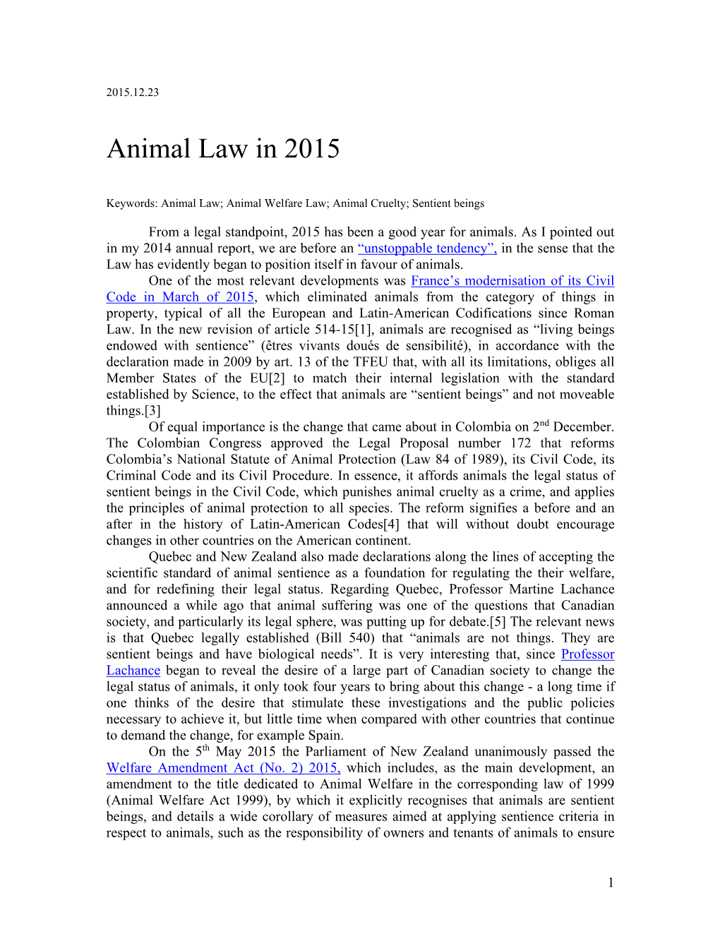 Animal Law in 2015